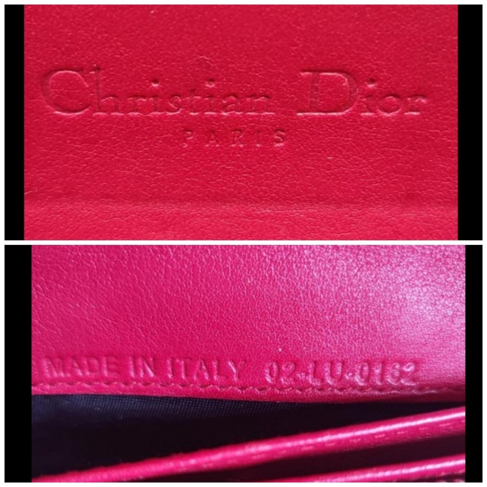 Authenticated DIOR Red Cannage Patent Leather New Lock Wallet on Chain - Picture 3 of 16
